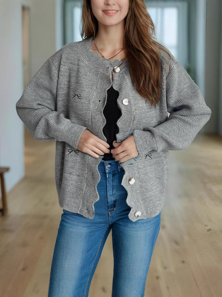 Elarine | Cardigan Oversize en Tricot Côtelé à Boutons pour Femme