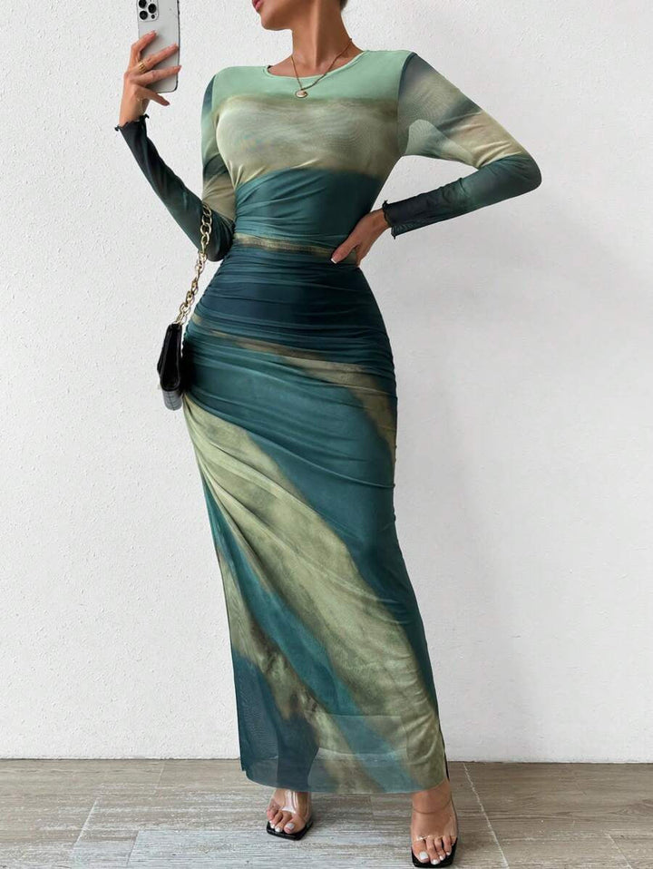 Robe Longue Ajustée Imprimée | Zelmira