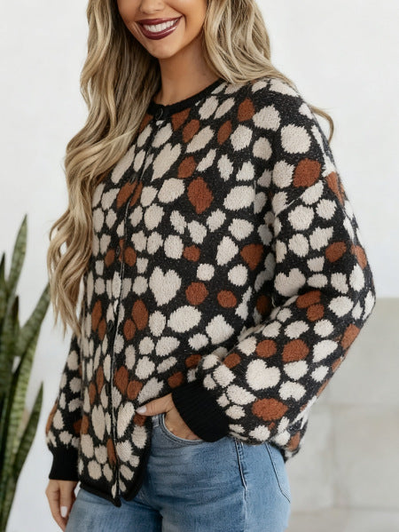 Vionelle | Cardigan à Motif Cœurs avec Boutons pour Femme