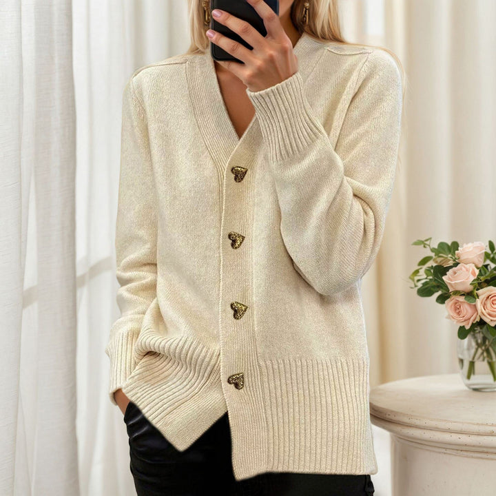 Eveline | Cardigan Femme Classique à Boutons en Forme de Cœur sur le Devant