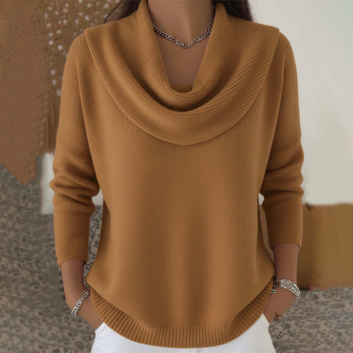 Pull élégant à col drapé pour femme | Sérélia