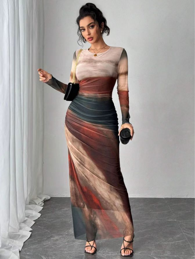 Robe Longue Ajustée Imprimée | Zelmira