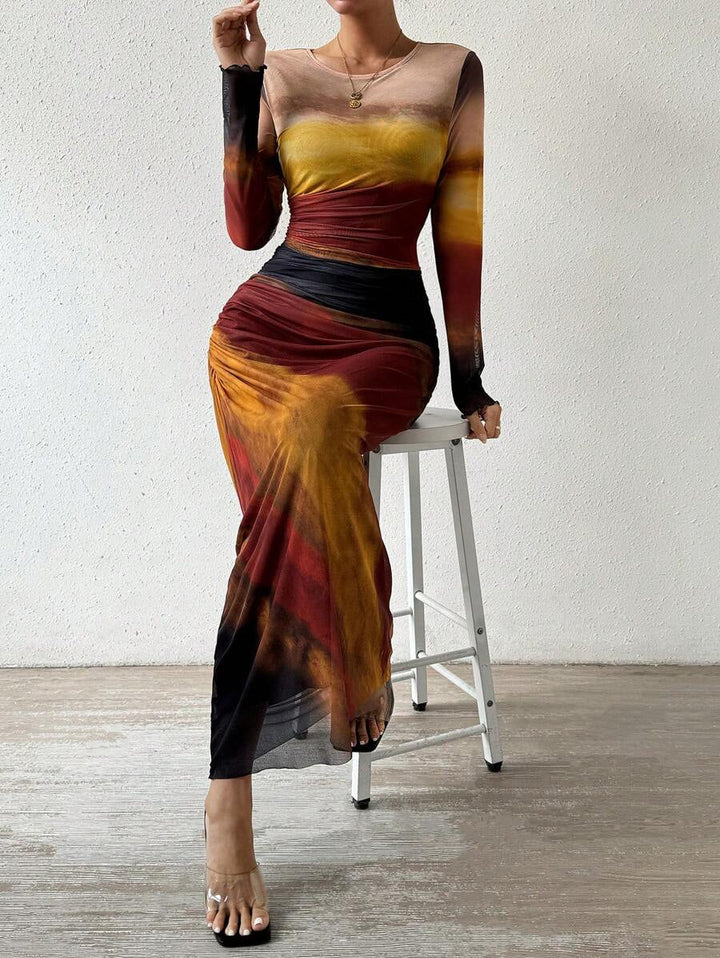 Robe Longue Ajustée Imprimée | Zelmira