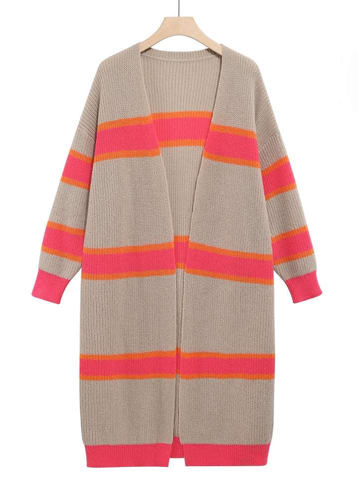 Valerise | Cardigan Duster Rayé en Maille Ouverte pour Femme