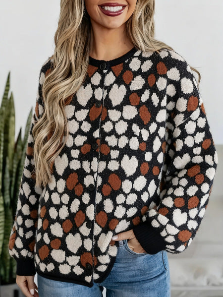 Vionelle | Cardigan à Motif Cœurs avec Boutons pour Femme
