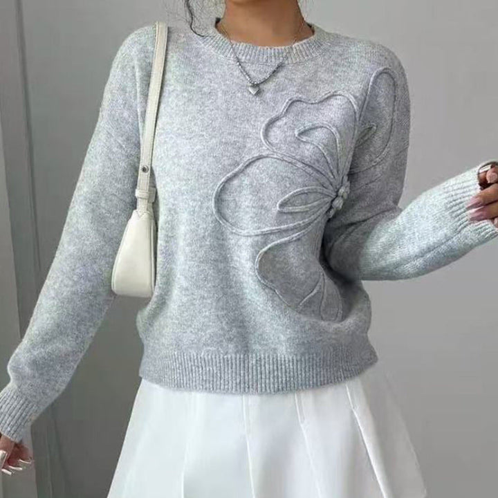 Pull motif floral en relief pour femme | Floréane