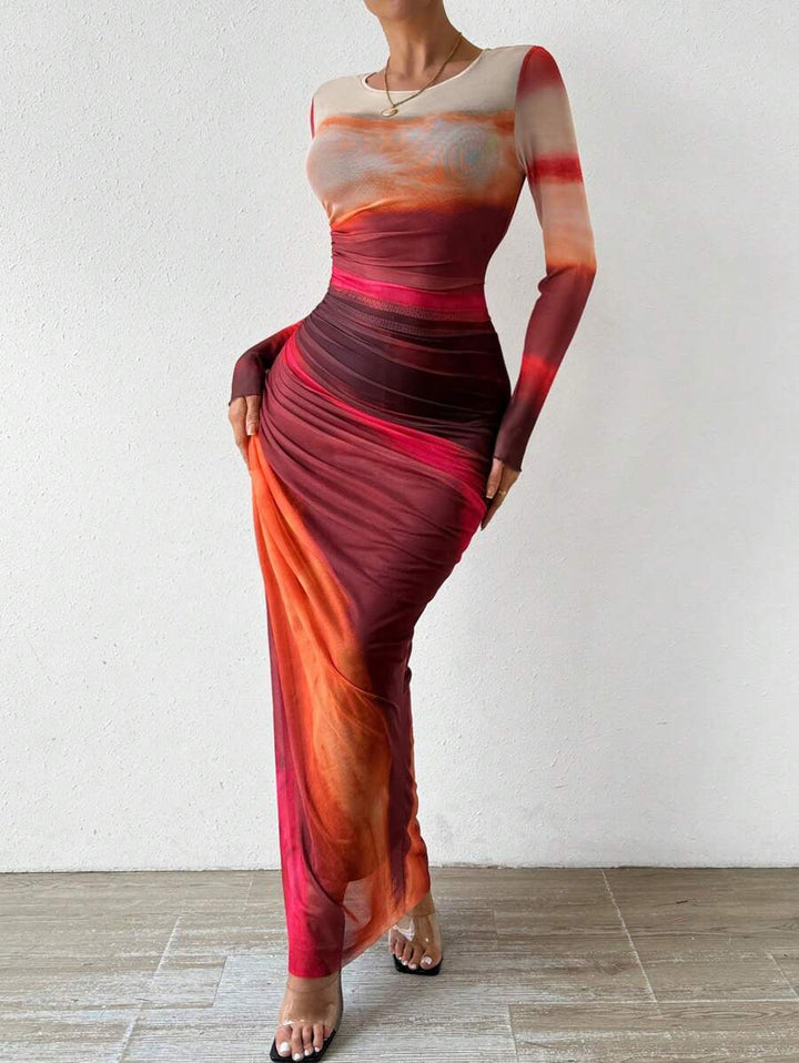 Robe Longue Ajustée Imprimée | Zelmira