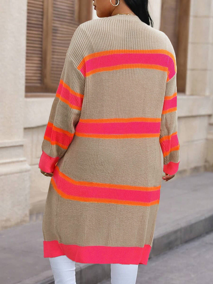 Valerise | Cardigan Duster Rayé en Maille Ouverte pour Femme