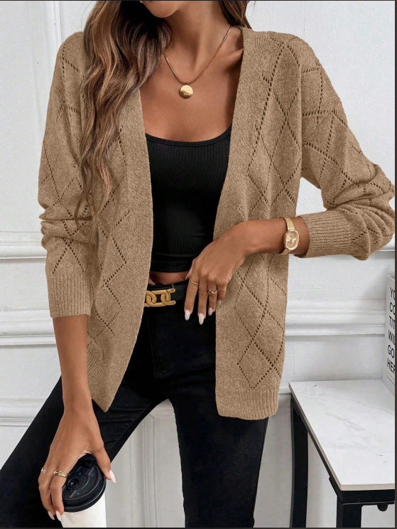 Crissa | Cardigan Tricoté Pointelle Ouvert pour Femmes