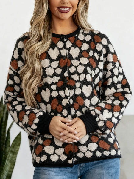 Vionelle | Cardigan à Motif Cœurs avec Boutons pour Femme