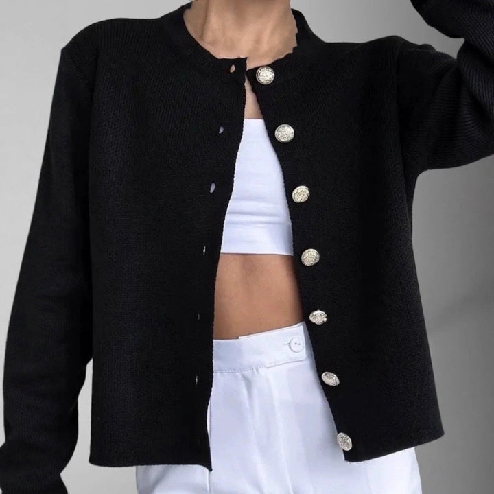 Sylvane | Cardigan Tricoté Court à Boutons pour Femmes