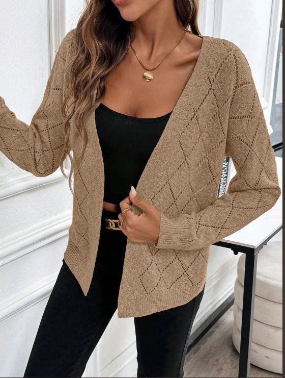 Crissa | Cardigan Tricoté Pointelle Ouvert pour Femmes