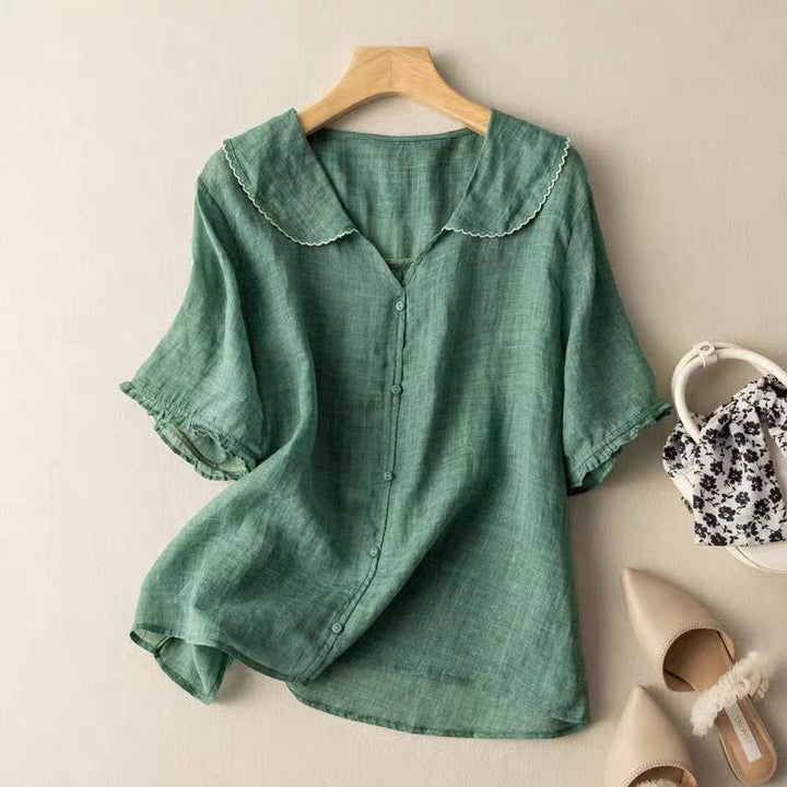 Blouse col festonné pour femme | Cléophée