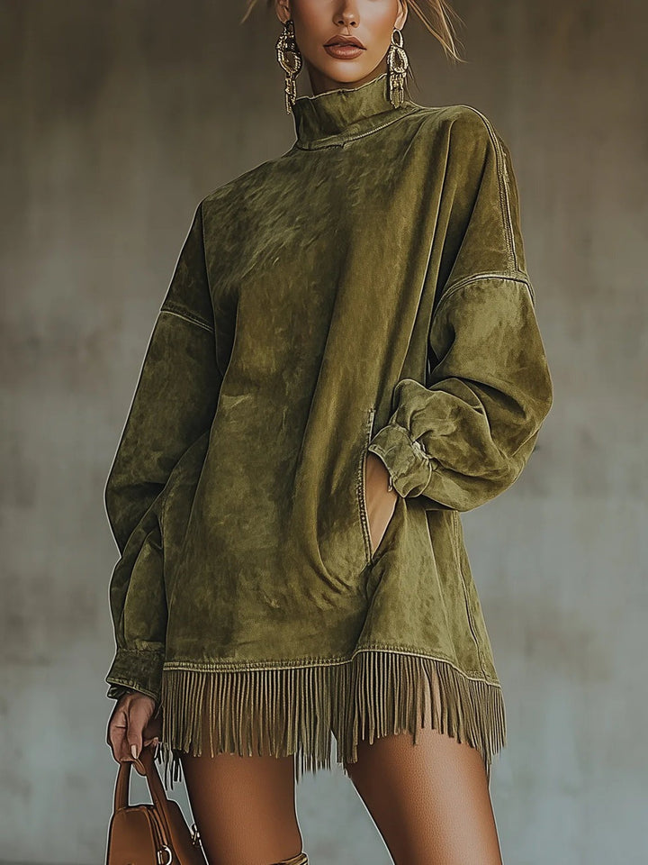 Robe Col Roulé Avec Ourlet À Franges | Selaria