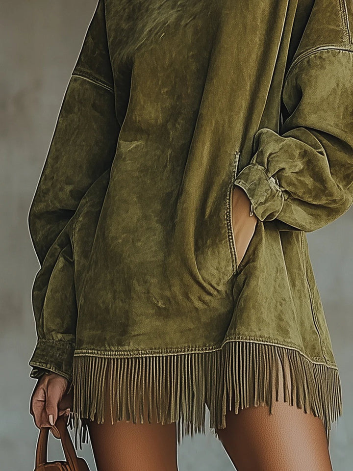 Robe Col Roulé Avec Ourlet À Franges | Selaria
