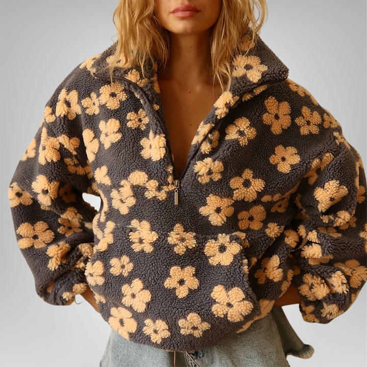 Pull Douillet Fleurs Boho Pour Femmes | Oversize