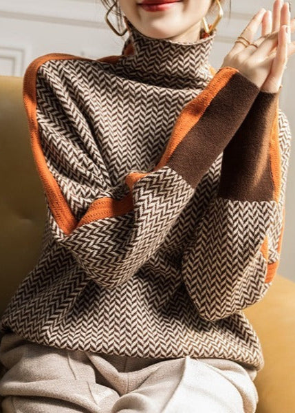 Pull À Col Montant À Rayures Pour Femme | Nolwen