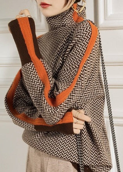 Pull À Col Montant À Rayures Pour Femme | Nolwen