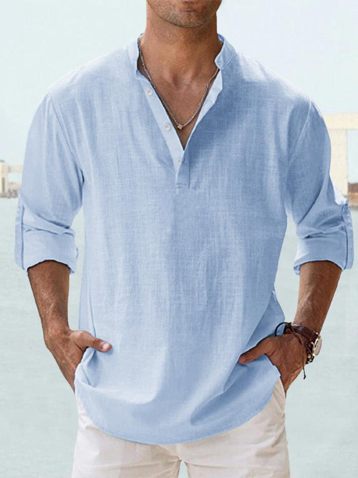 Chemise en lin homme manches longues coupe décontractée
