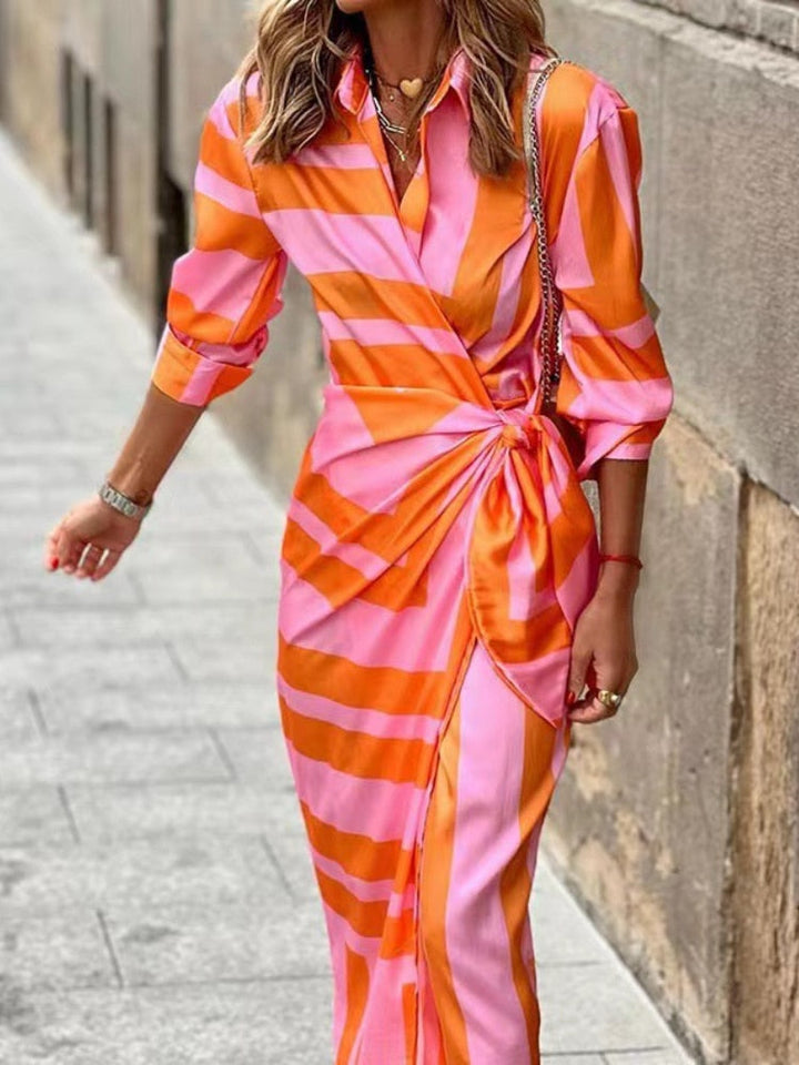 Robe portefeuille avec col élégant pour femme