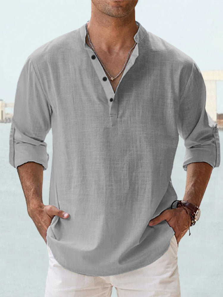 Chemise en lin homme manches longues coupe décontractée