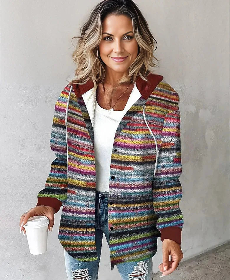Veste à carreaux avec capuche pour femme | Carlyn