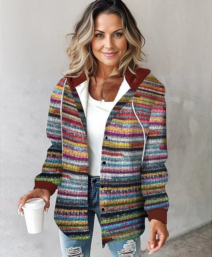 Veste à carreaux avec capuche pour femme | Carlyn