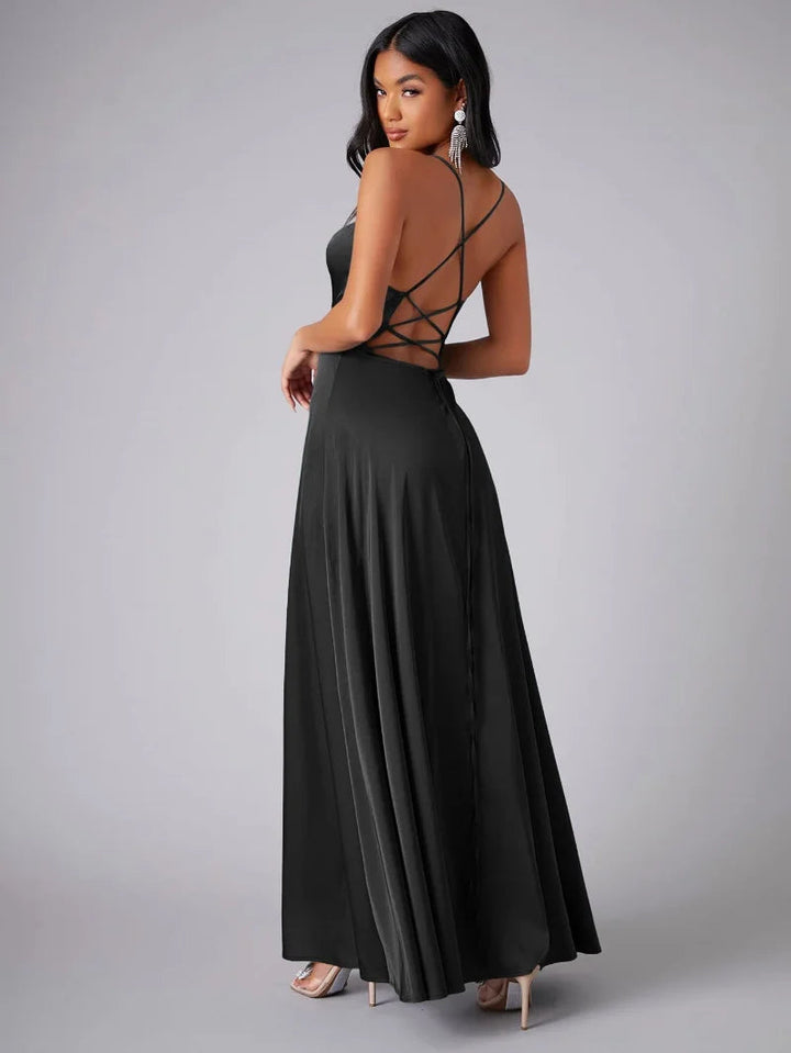 Robe longue fluide dos nu sans manches