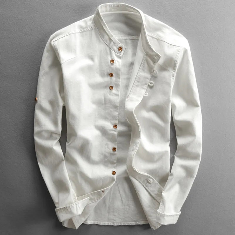 Chemise homme en lin respirant coupe décontractée