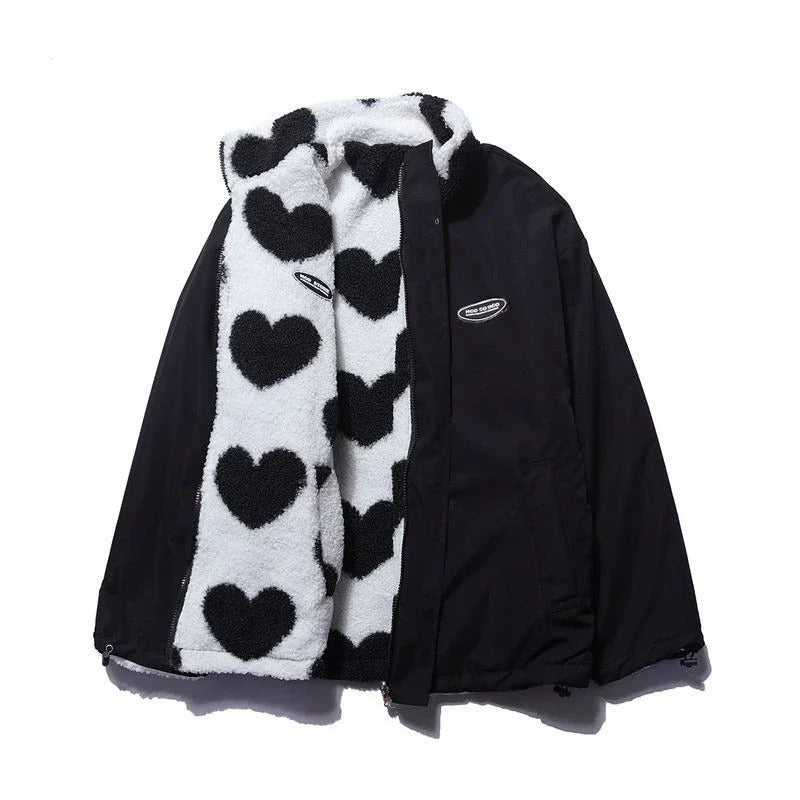 Veste Réversible à Motifs Cœur | Élégante et Douce