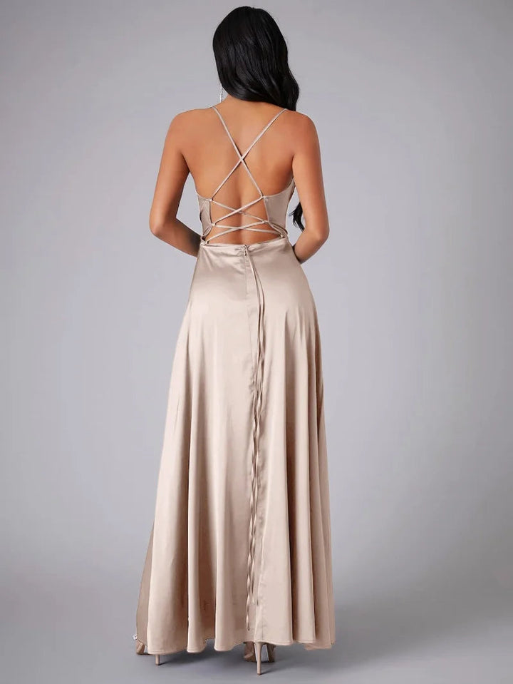 Robe longue fluide dos nu sans manches
