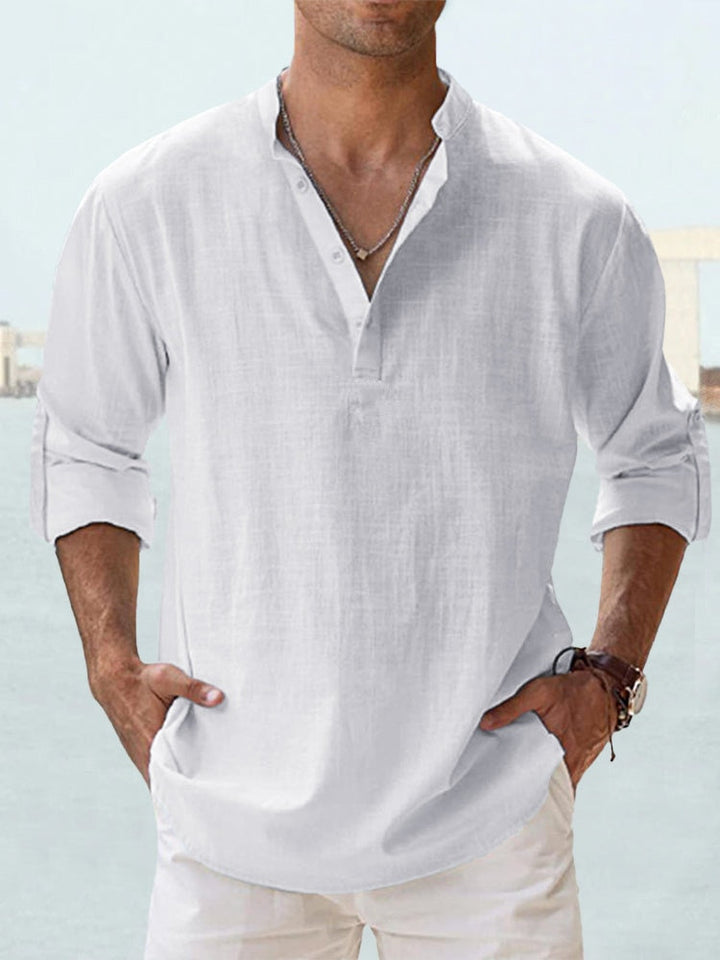 Chemise en lin homme manches longues coupe décontractée