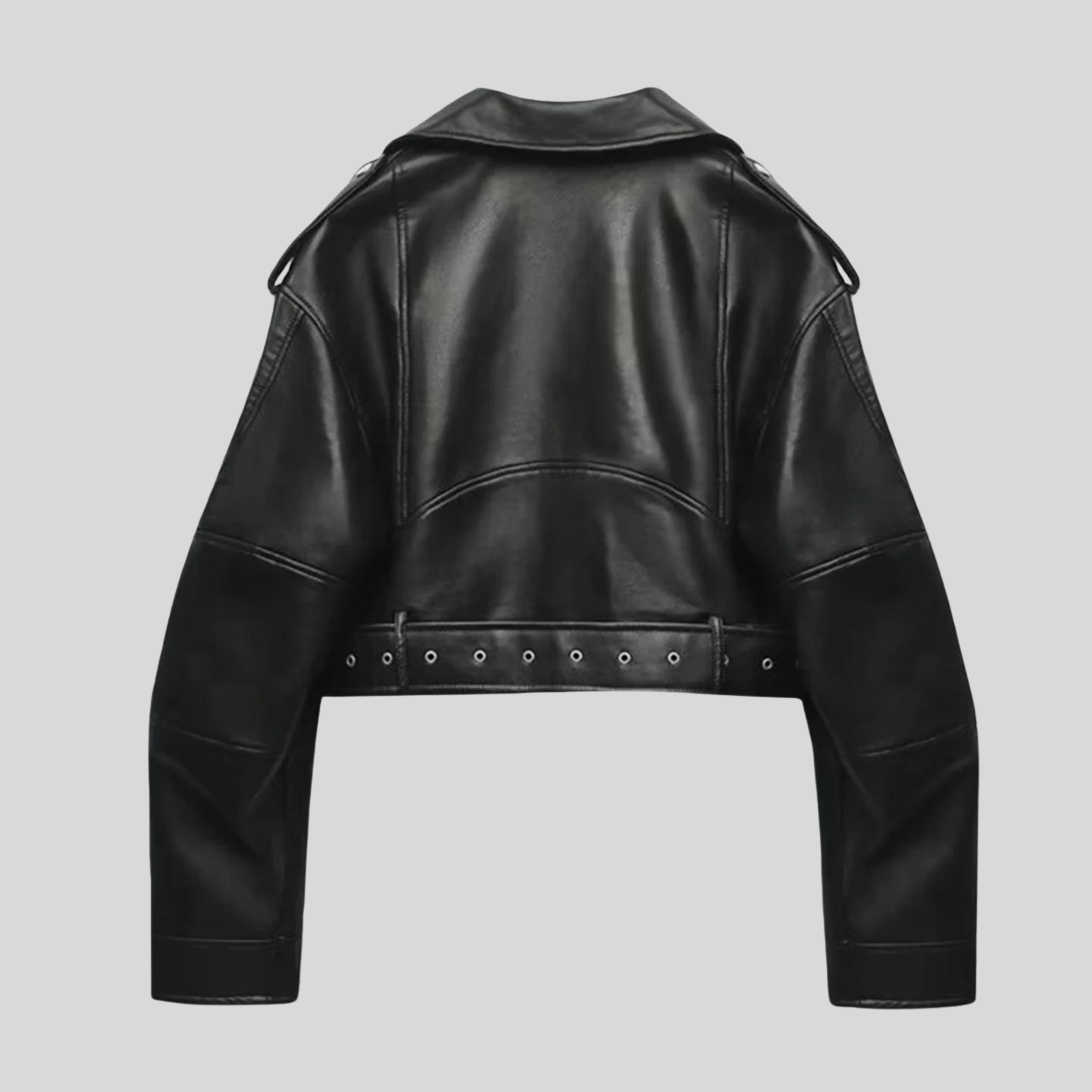 Blouson biker en simili cuir cropped femme
