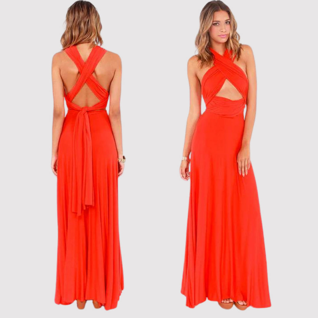 Robe longue convertible à nouer avec bretelles ajustables