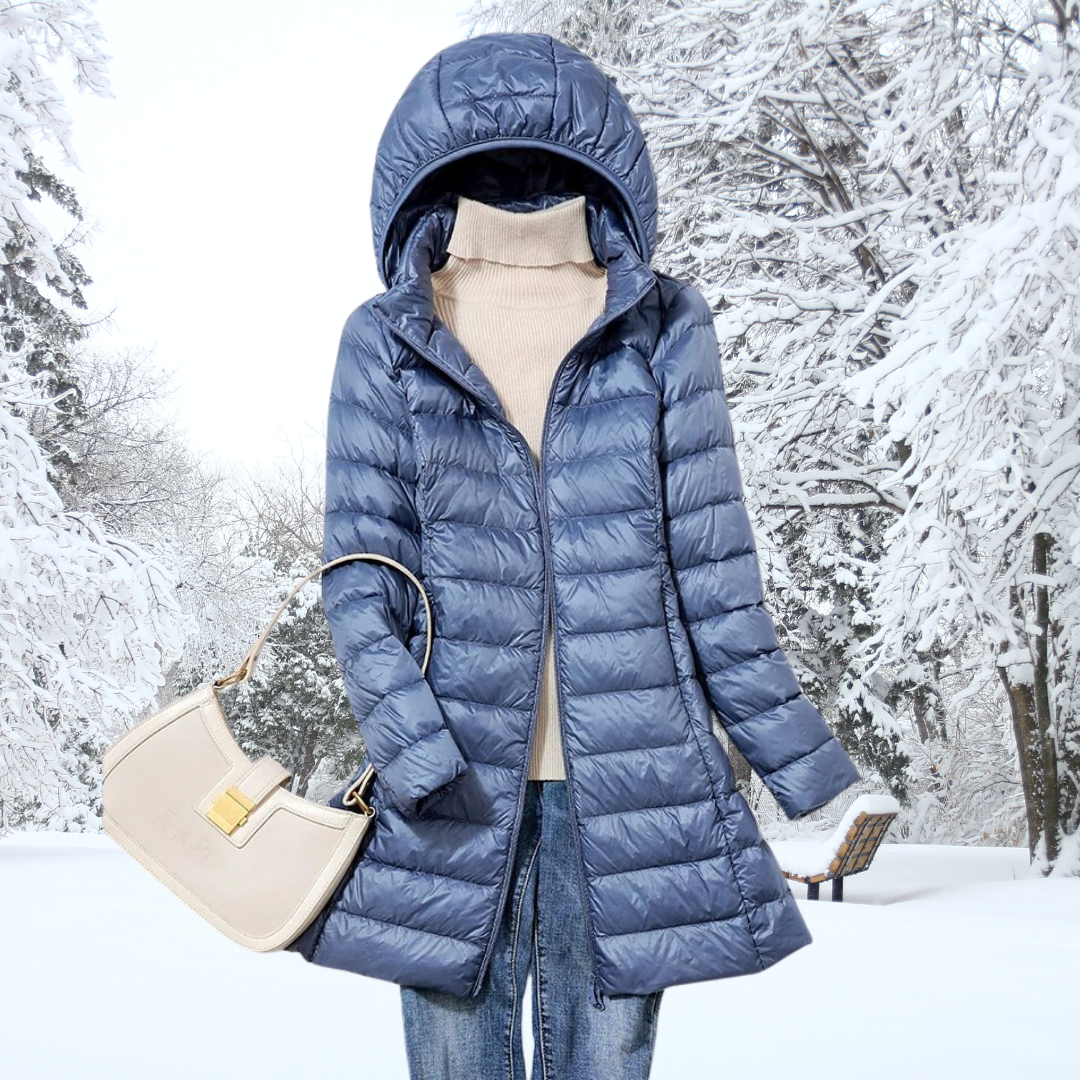 Manteau matelassé long à capuche pour femme | Élindra