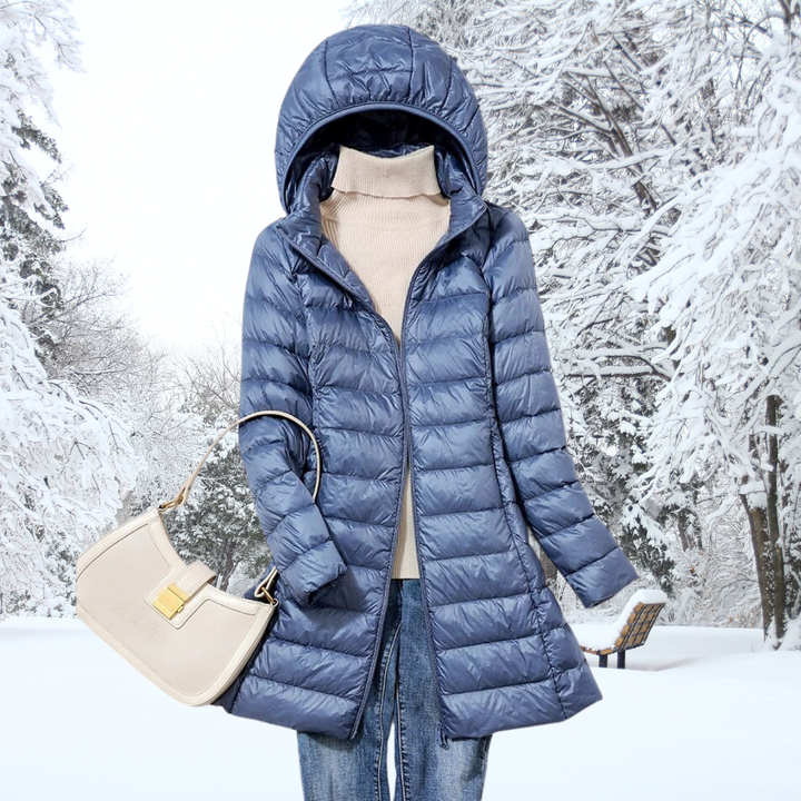 Manteau matelassé long à capuche pour femme | Élindra