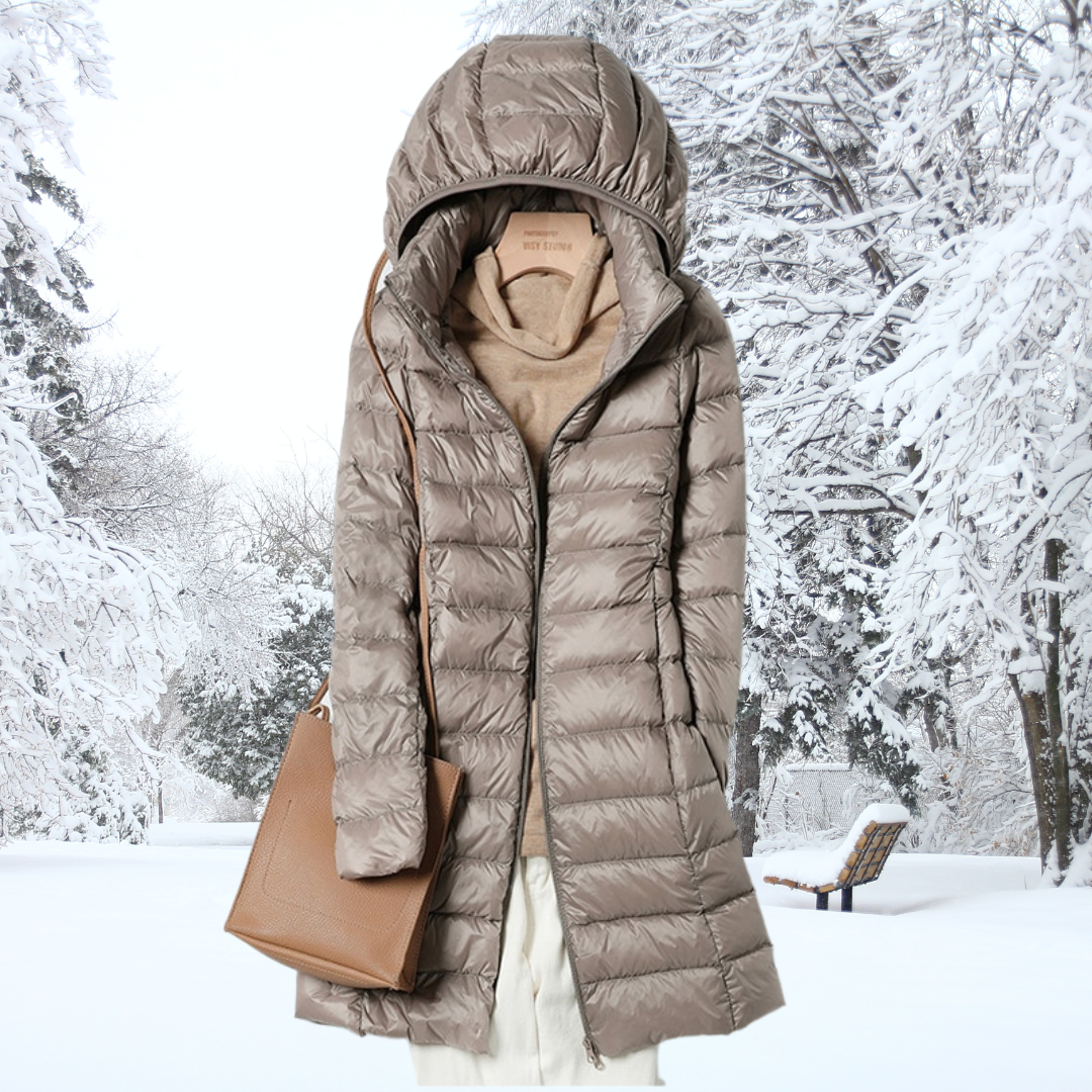 Manteau matelassé long à capuche pour femme | Élindra
