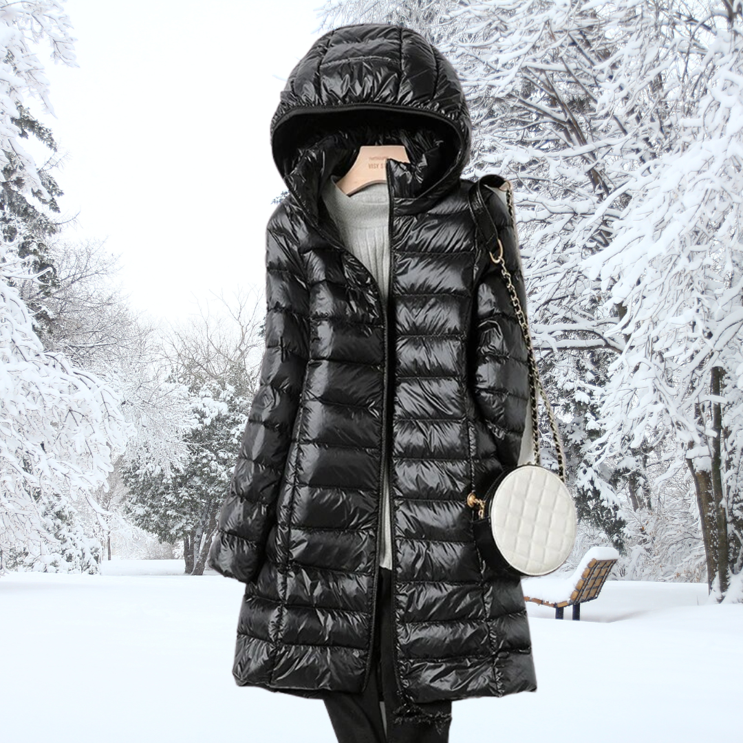 Manteau matelassé long à capuche pour femme | Élindra