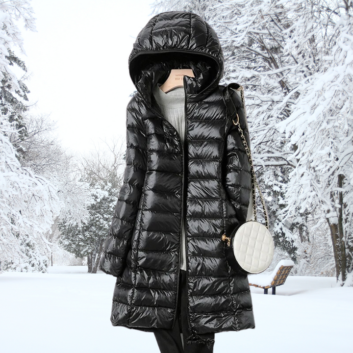 Manteau matelassé long à capuche pour femme | Élindra