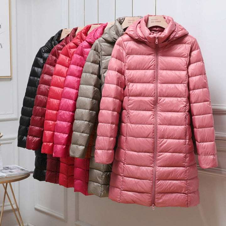 Manteau matelassé long à capuche pour femme | Élindra