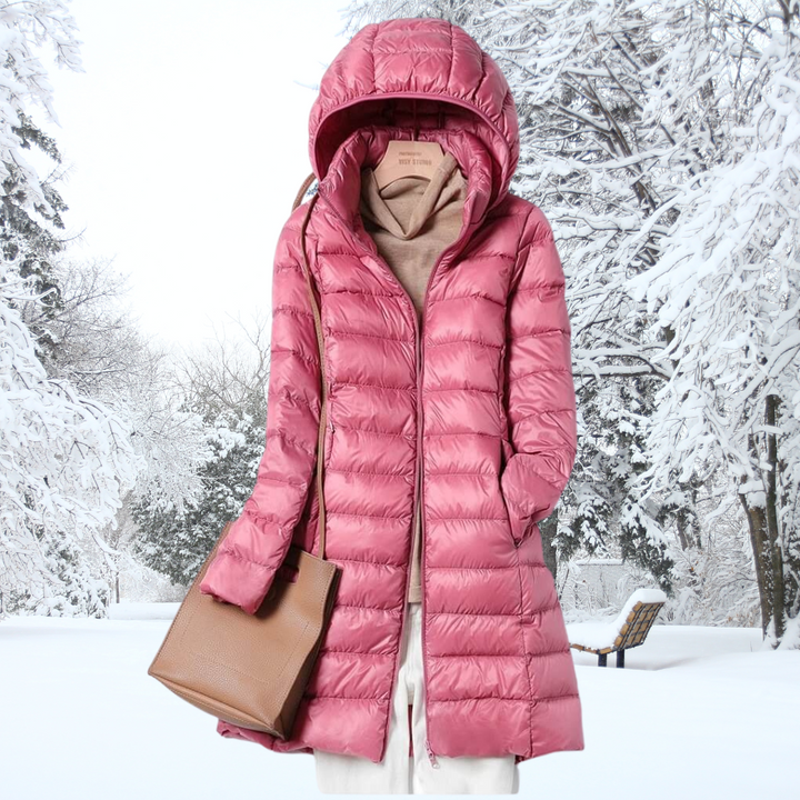 Manteau matelassé long à capuche pour femme | Élindra