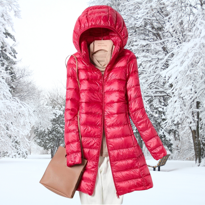 Manteau matelassé long à capuche pour femme | Élindra