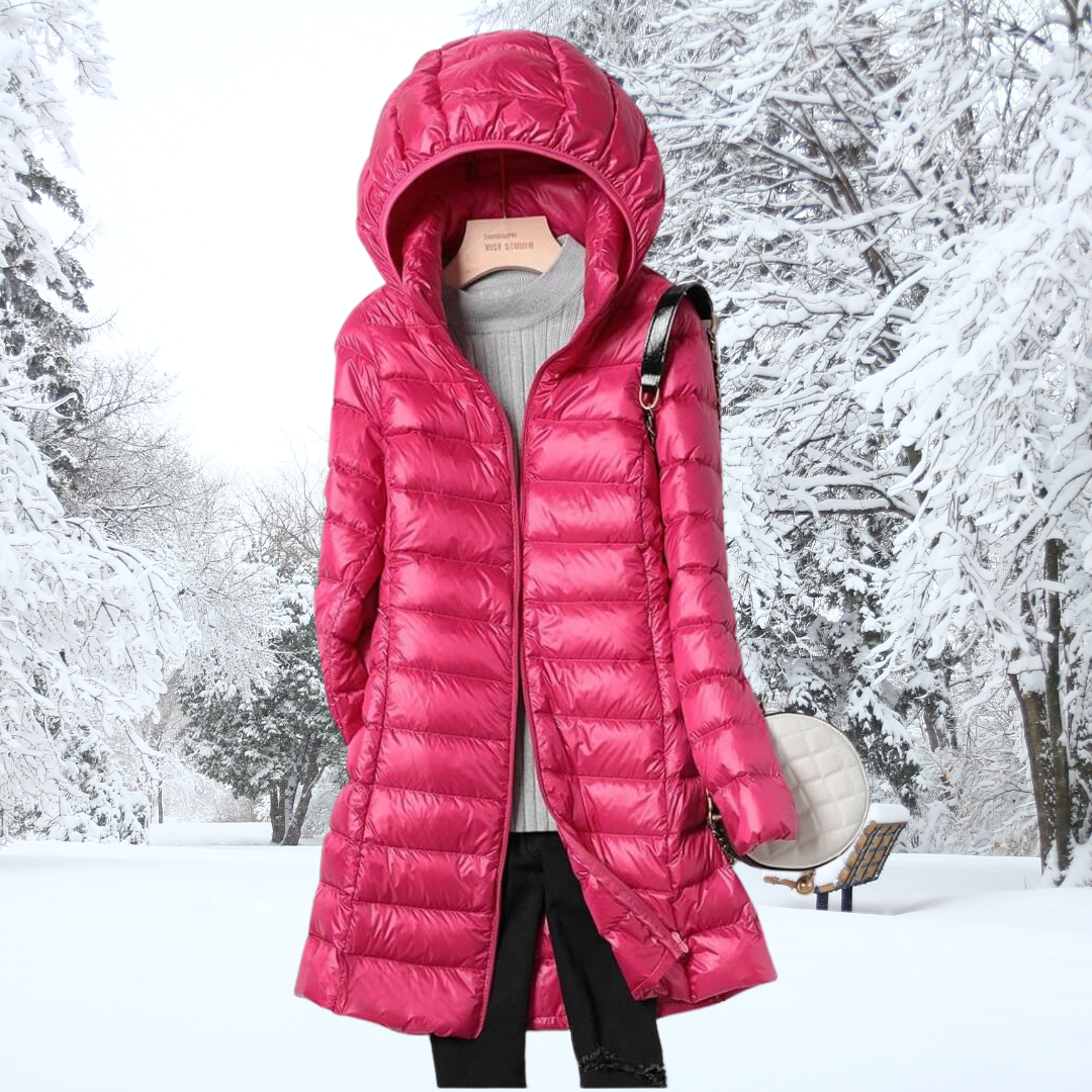 Manteau matelassé long à capuche pour femme | Élindra