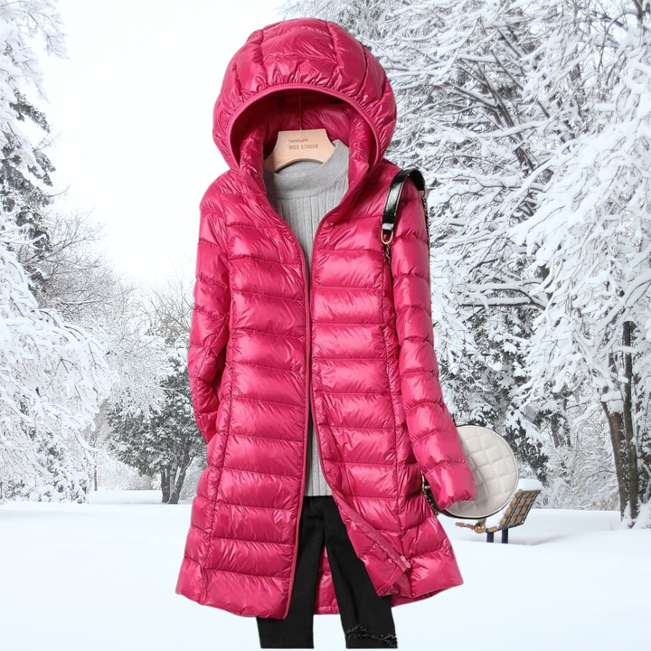 Manteau matelassé long à capuche pour femme | Élindra