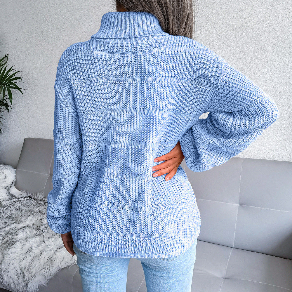 Pull col roulé en coton doux pour femmes