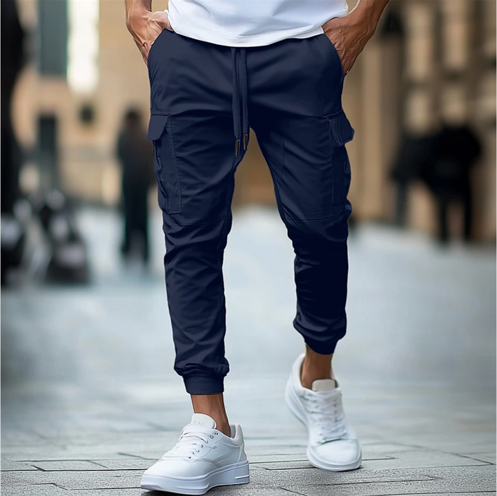 Pantalon cargo jogger homme coupe slim en coton stretch