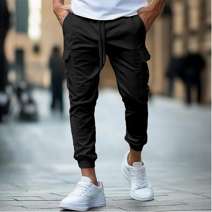 Pantalon cargo jogger homme coupe slim en coton stretch