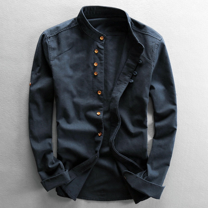Chemise homme en lin respirant coupe décontractée