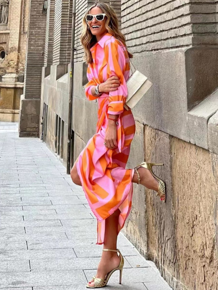 Robe portefeuille avec col élégant pour femme