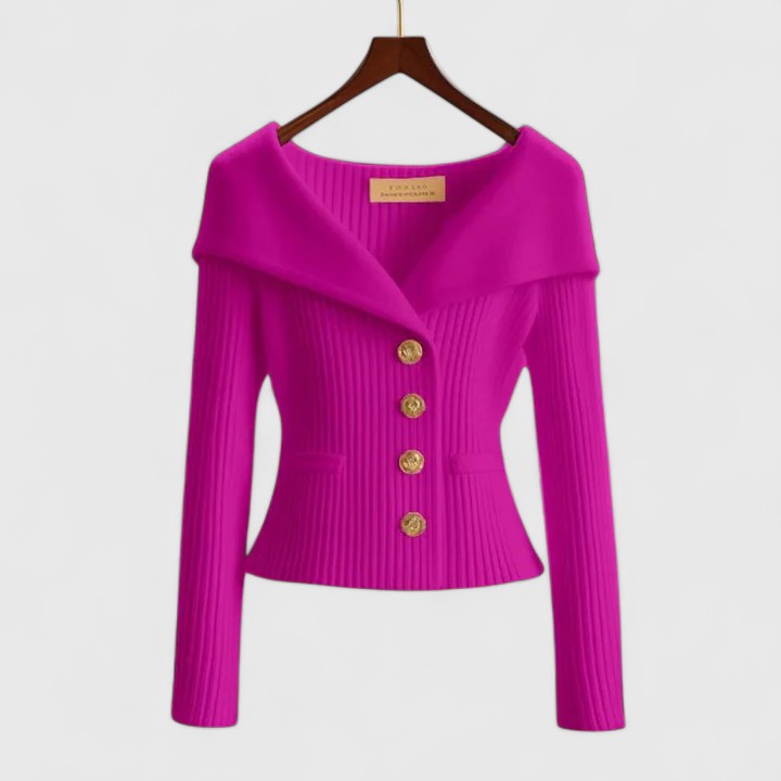 Sorvella | Cardigan Femme à Col Large avec Boutons sur le Devant